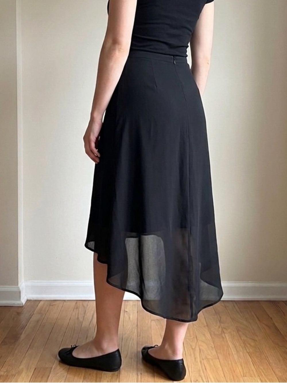 🍪 A. Byer JUNIORS Black Shiffon High-Low Skirt XL